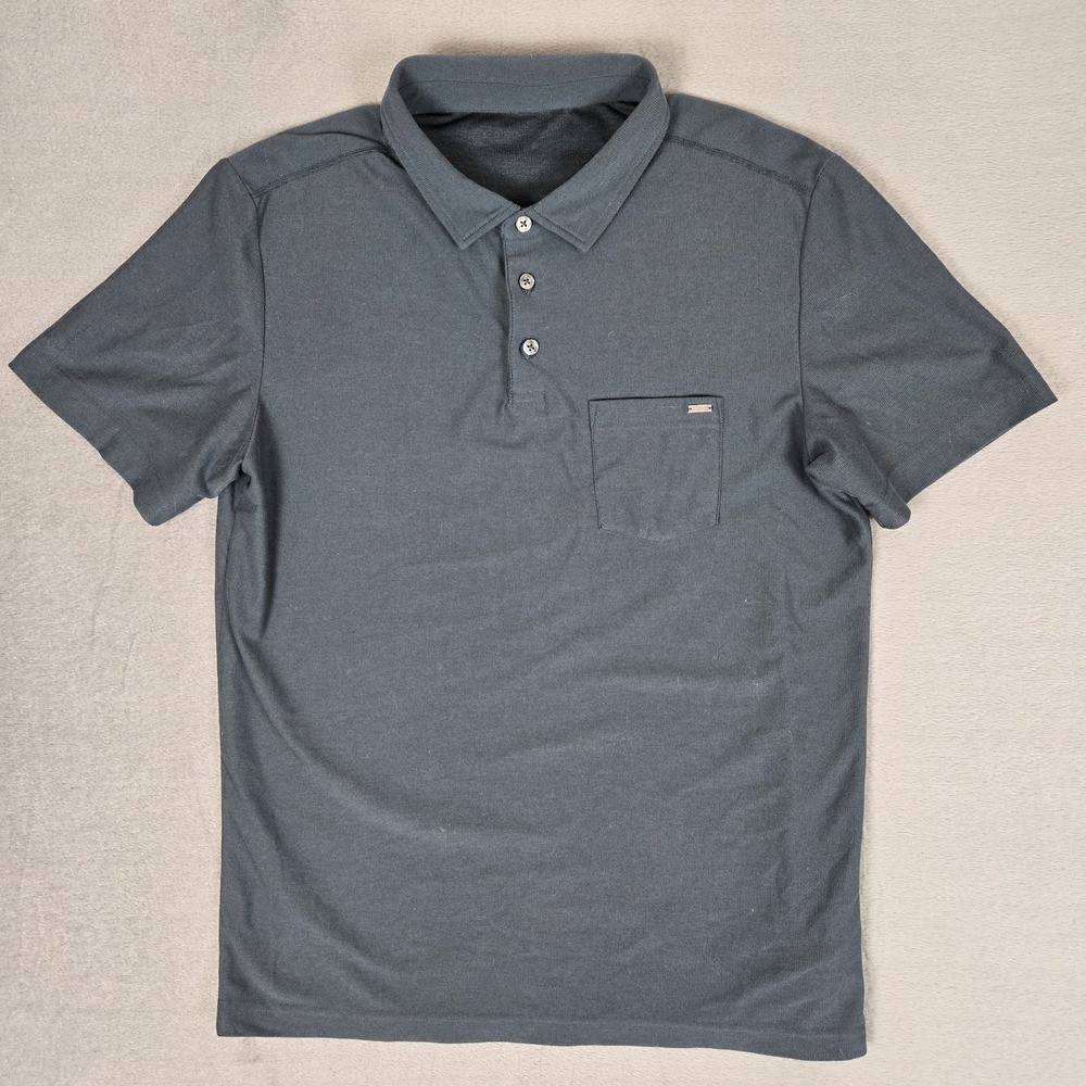 Vuori Ace Polo Shirt Mens Medium Blue Performance Pique Pocket V164